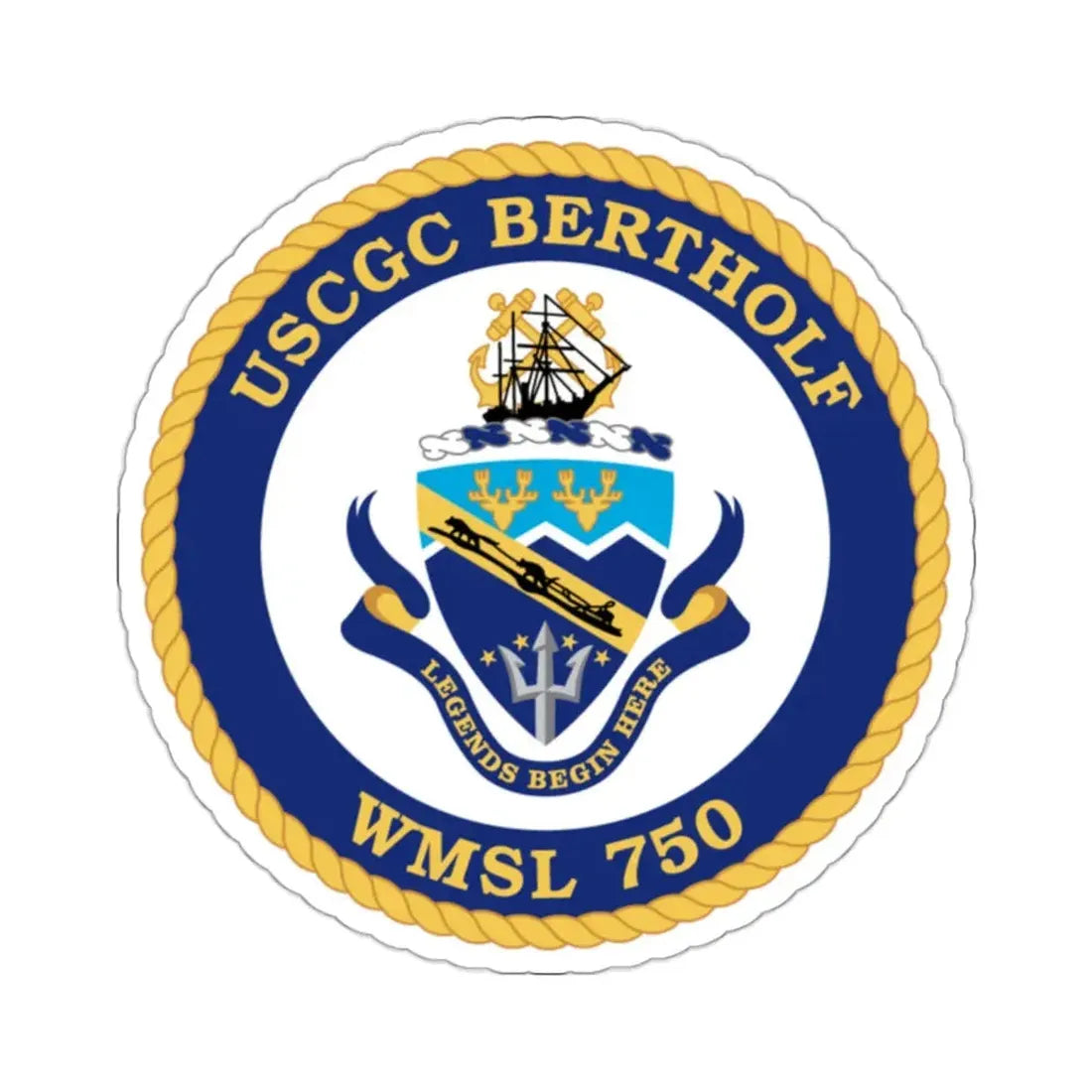 USCGC Bertholf WMSL 750 (U.S. Coast Guard) STICKER Vinyl Kiss-Cut Decal 2 Inch White - The Sticker Space