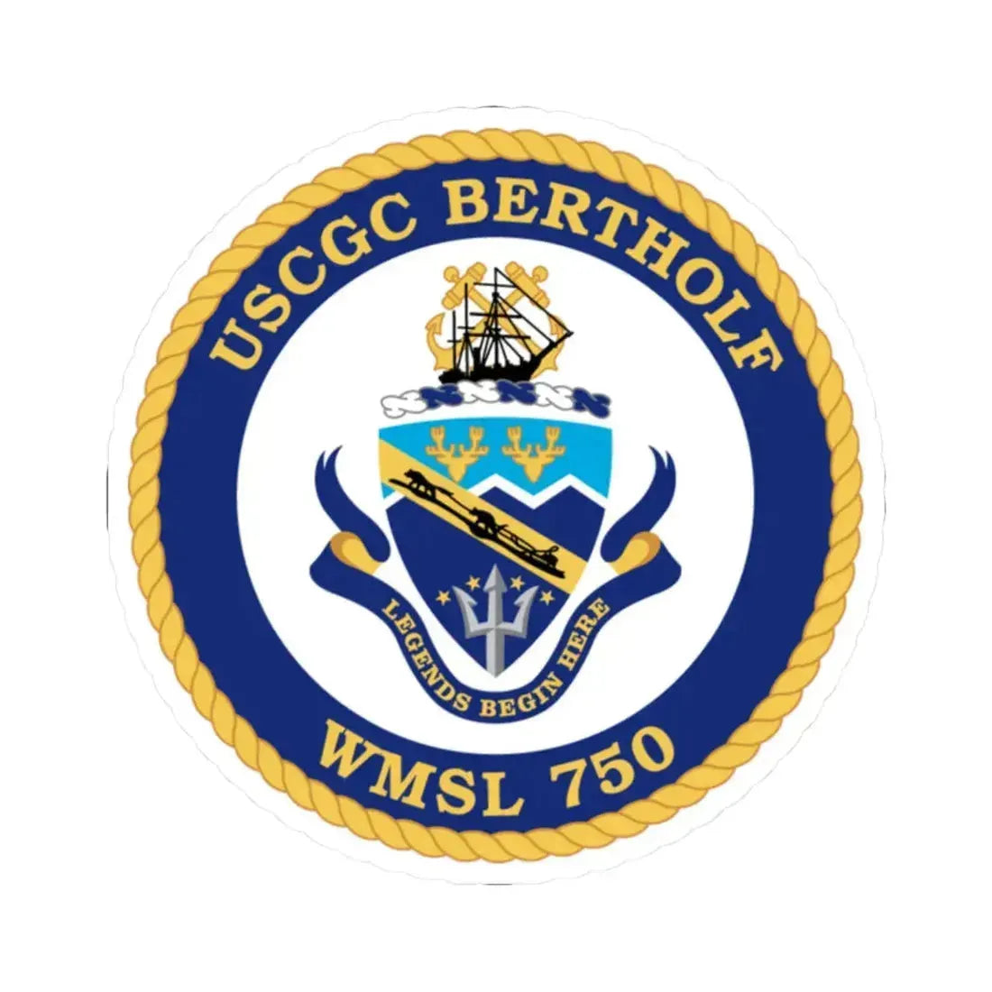 USCGC Bertholf WMSL 750 (U.S. Coast Guard) STICKER Vinyl Kiss-Cut Decal 2 Inch White - The Sticker Space