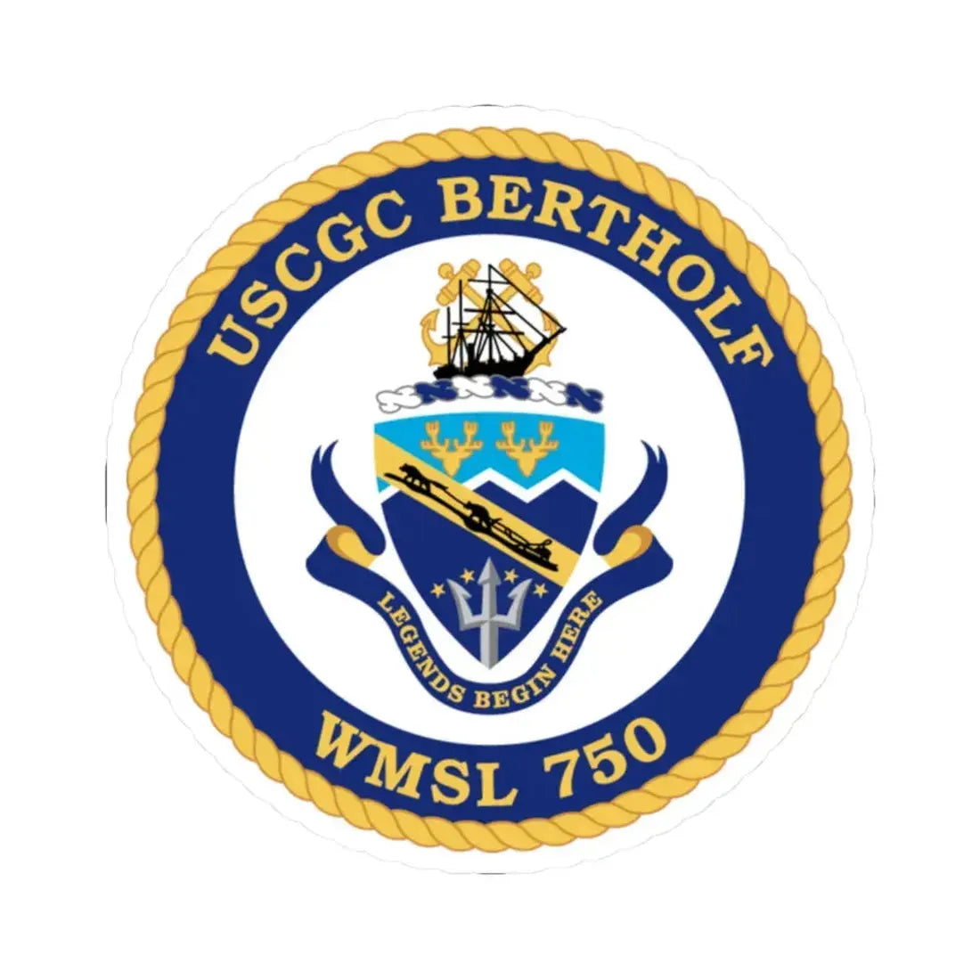 USCGC Bertholf WMSL 750 (U.S. Coast Guard) STICKER Vinyl Kiss-Cut Decal 2 Inch White - The Sticker Space