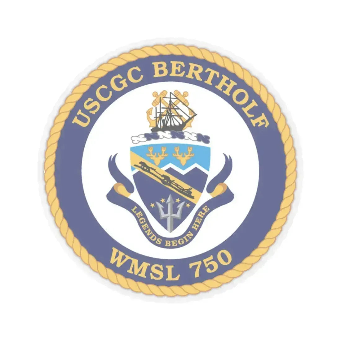 USCGC Bertholf WMSL 750 (U.S. Coast Guard) STICKER Vinyl Kiss-Cut Decal 3 Inch Transparent - The Sticker Space