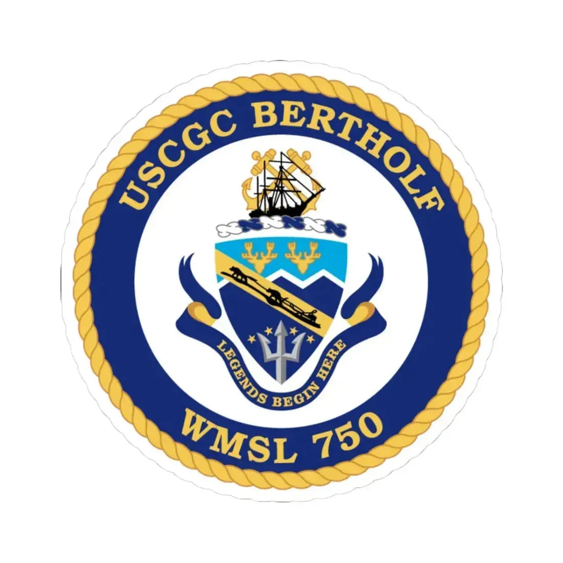 USCGC Bertholf WMSL 750 (U.S. Coast Guard) STICKER Vinyl Kiss-Cut Decal 3 Inch White - The Sticker Space