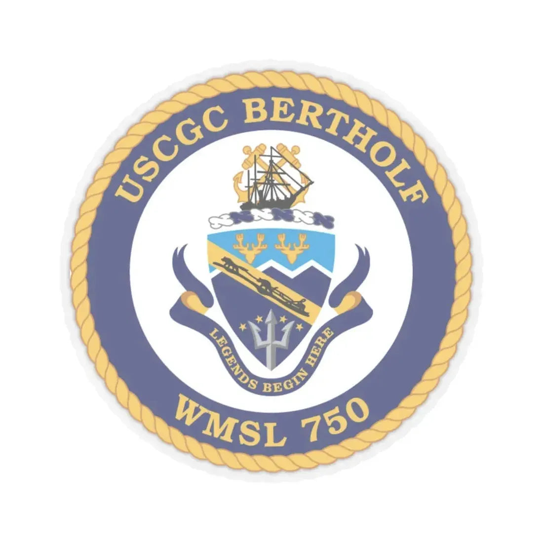 USCGC Bertholf WMSL 750 (U.S. Coast Guard) STICKER Vinyl Kiss-Cut Decal 4 Inch Transparent - The Sticker Space