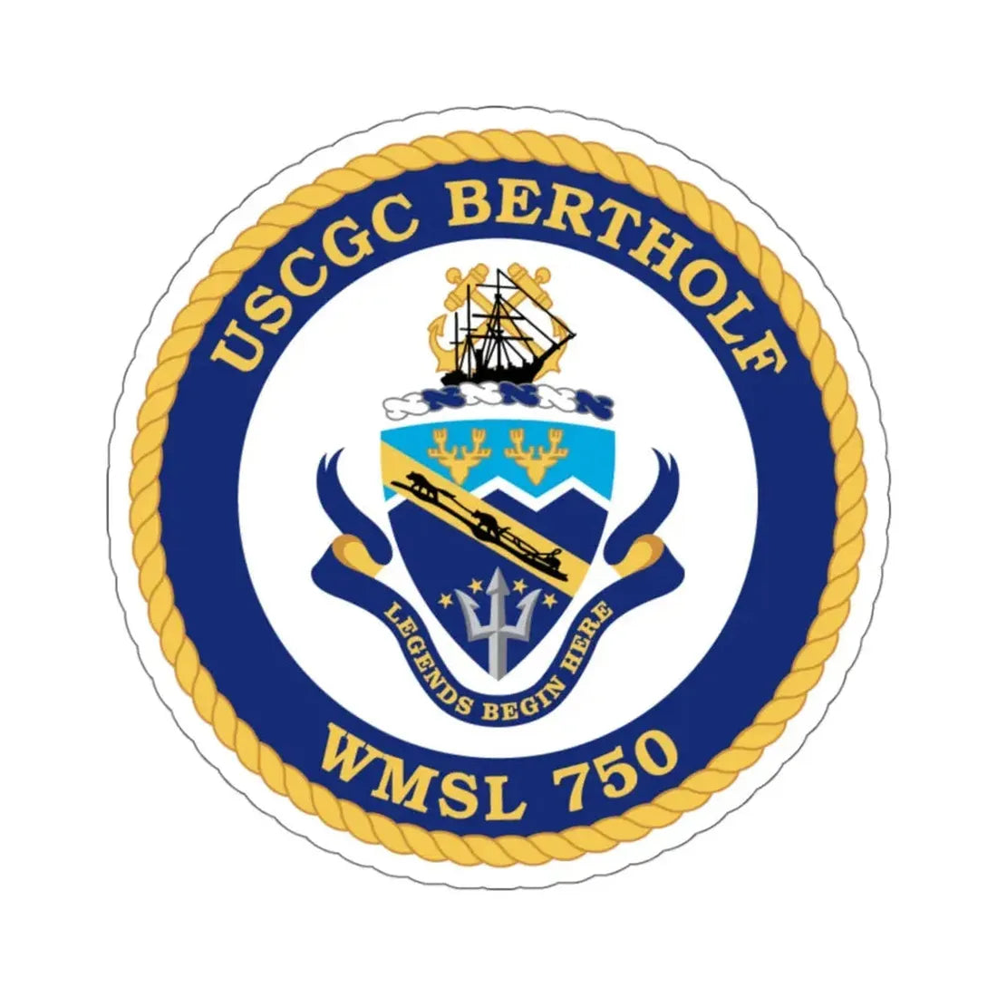 USCGC Bertholf WMSL 750 (U.S. Coast Guard) STICKER Vinyl Kiss-Cut Decal 4 Inch White - The Sticker Space