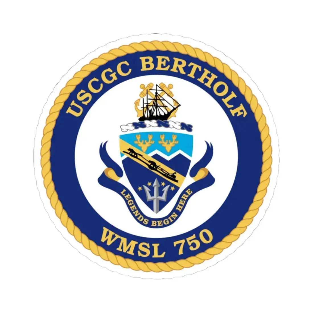 USCGC Bertholf WMSL 750 (U.S. Coast Guard) STICKER Vinyl Kiss-Cut Decal 4 Inch White - The Sticker Space