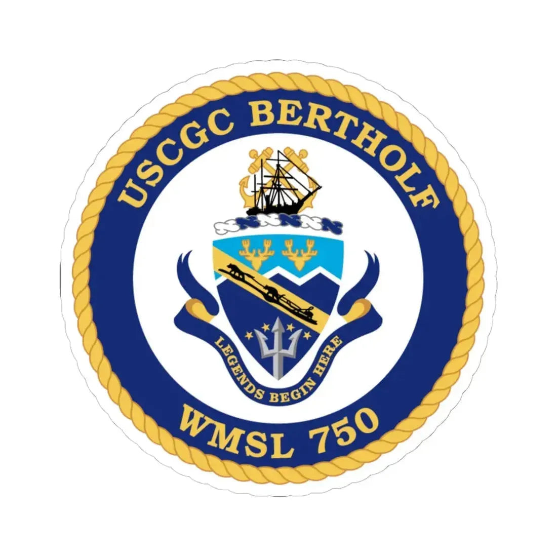 USCGC Bertholf WMSL 750 (U.S. Coast Guard) STICKER Vinyl Kiss-Cut Decal 6 Inch White - The Sticker Space