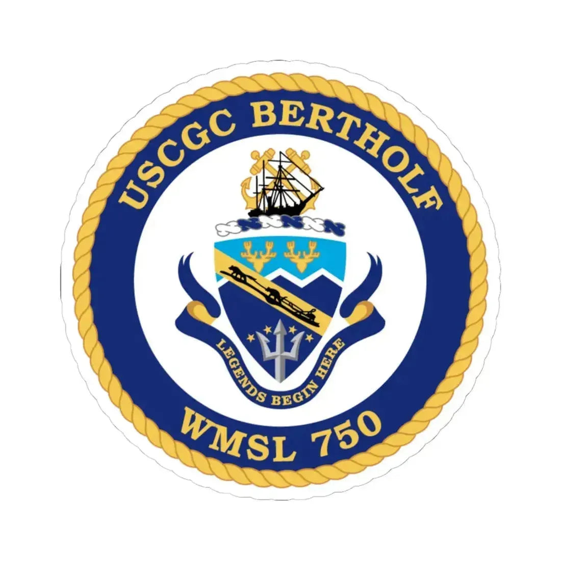 USCGC Bertholf WMSL 750 (U.S. Coast Guard) STICKER Vinyl Kiss-Cut Decal 6 Inch White - The Sticker Space