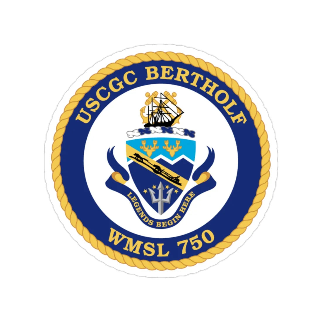 USCGC Bertholf WMSL 750 (U.S. Coast Guard) Transparent STICKER Die-Cut Vinyl Decal 2 Inch - The Sticker Space