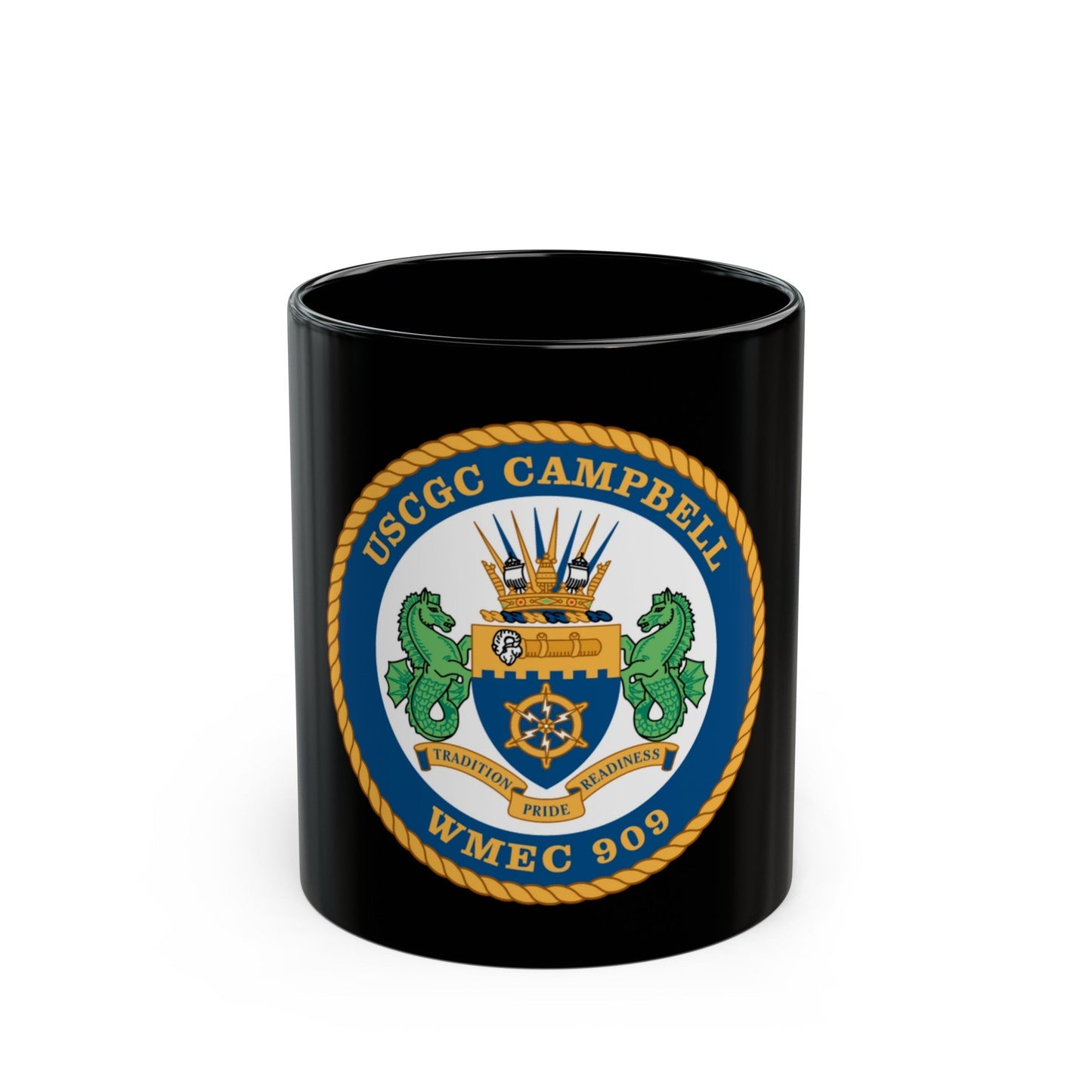 USCGC Campbell WMEC 909 (U.S. Coast Guard) Black Coffee Mug-11oz-The Sticker Space