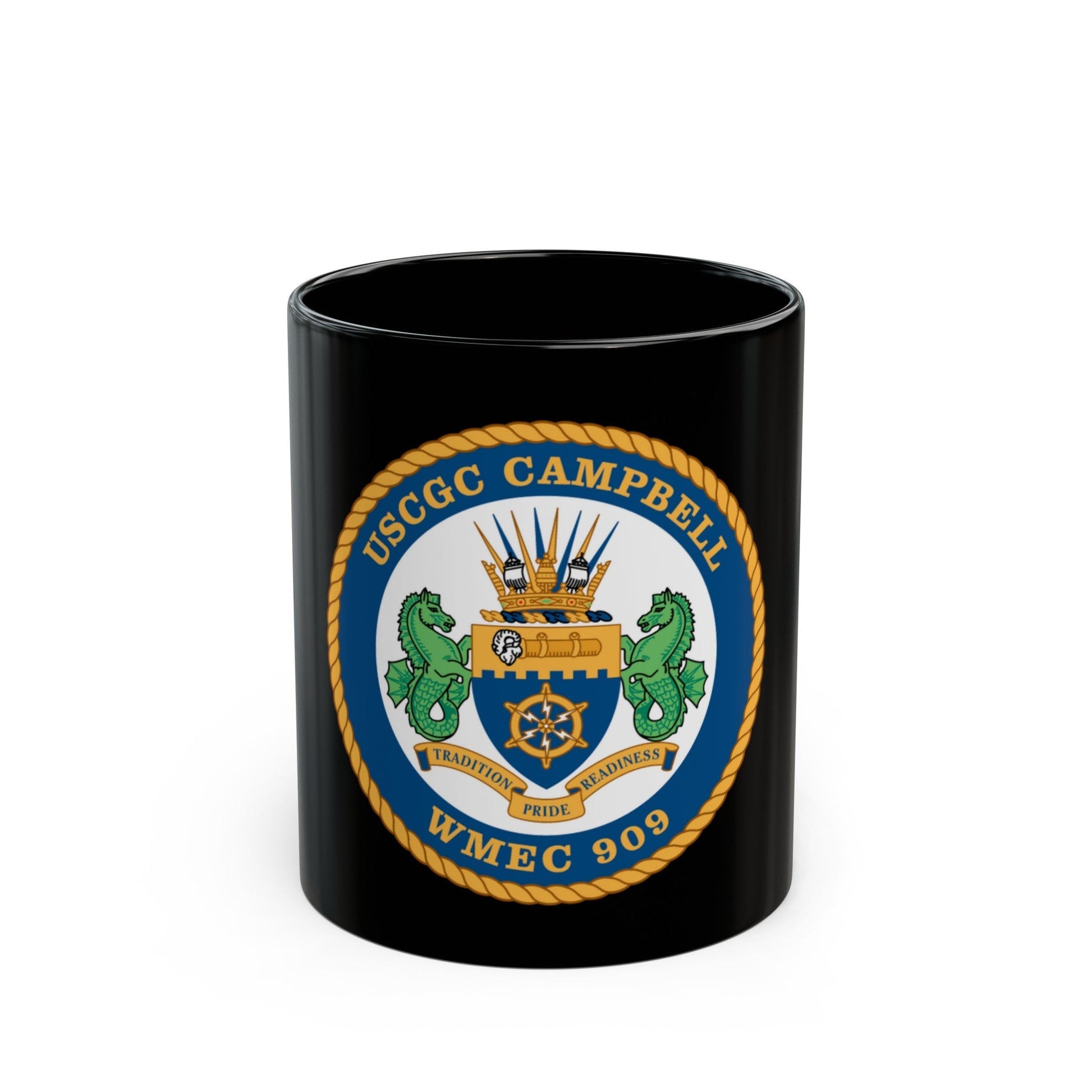 USCGC Campbell WMEC 909 (U.S. Coast Guard) Black Coffee Mug-11oz-The Sticker Space