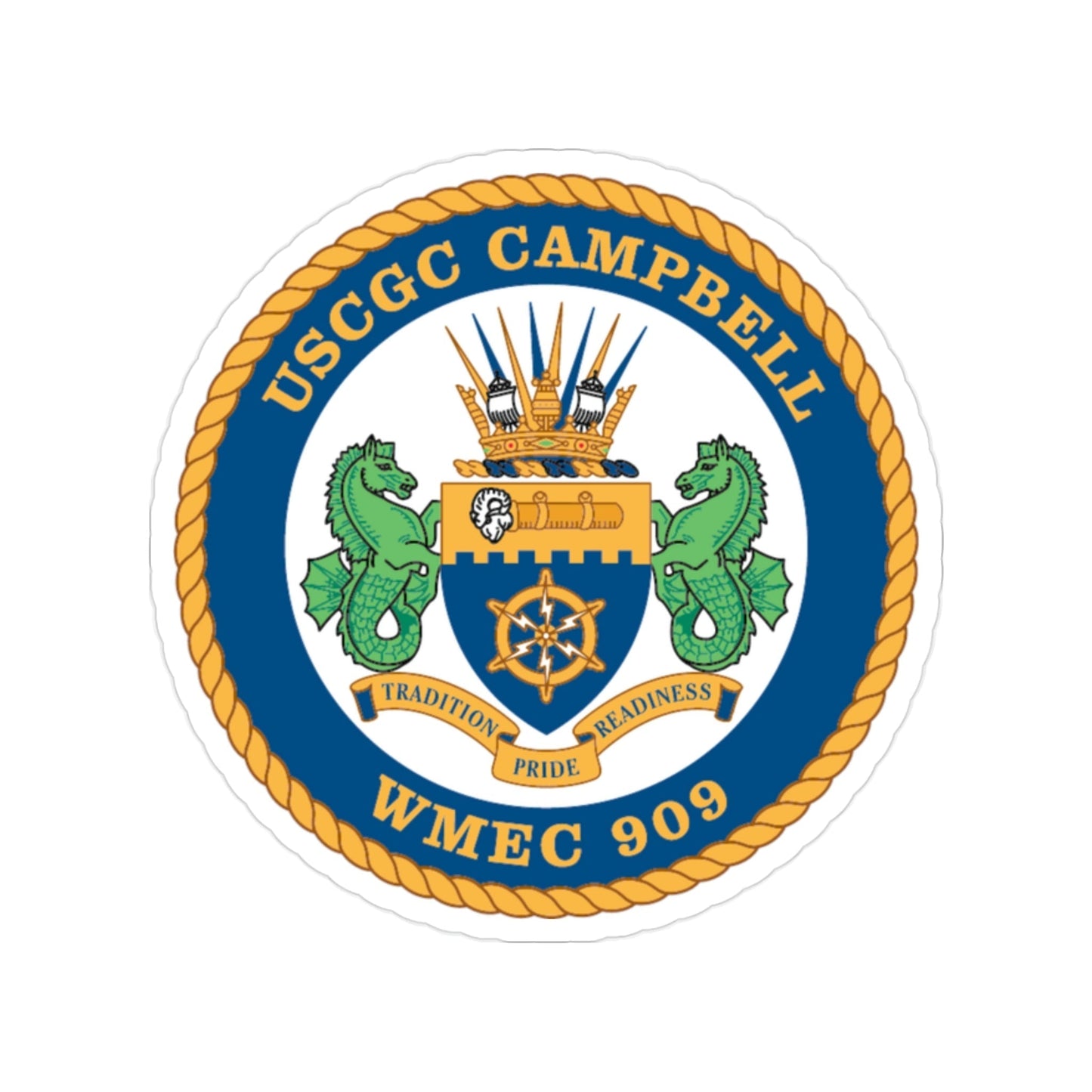 USCGC Campbell WMEC 909 (U.S. Coast Guard) Transparent STICKER Die-Cut Vinyl Decal-2 Inch-The Sticker Space