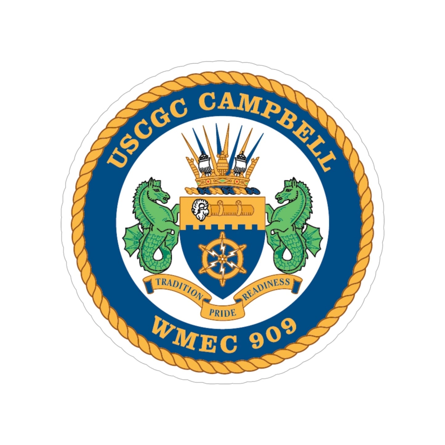 USCGC Campbell WMEC 909 (U.S. Coast Guard) Transparent STICKER Die-Cut Vinyl Decal-6 Inch-The Sticker Space