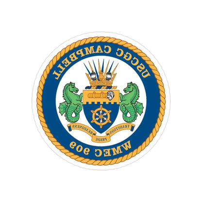 USCGC Campbell WMEC 909 (U.S. Coast Guard) REVERSE PRINT Transparent Die-Cut STICKER 2 Inch Die-Cut Transparent - The Sticker Space