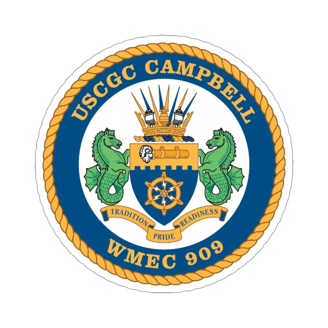 USCGC Campbell WMEC 909 (U.S. Coast Guard) STICKER Vinyl Die-Cut Decal 4 Inch - The Sticker Space