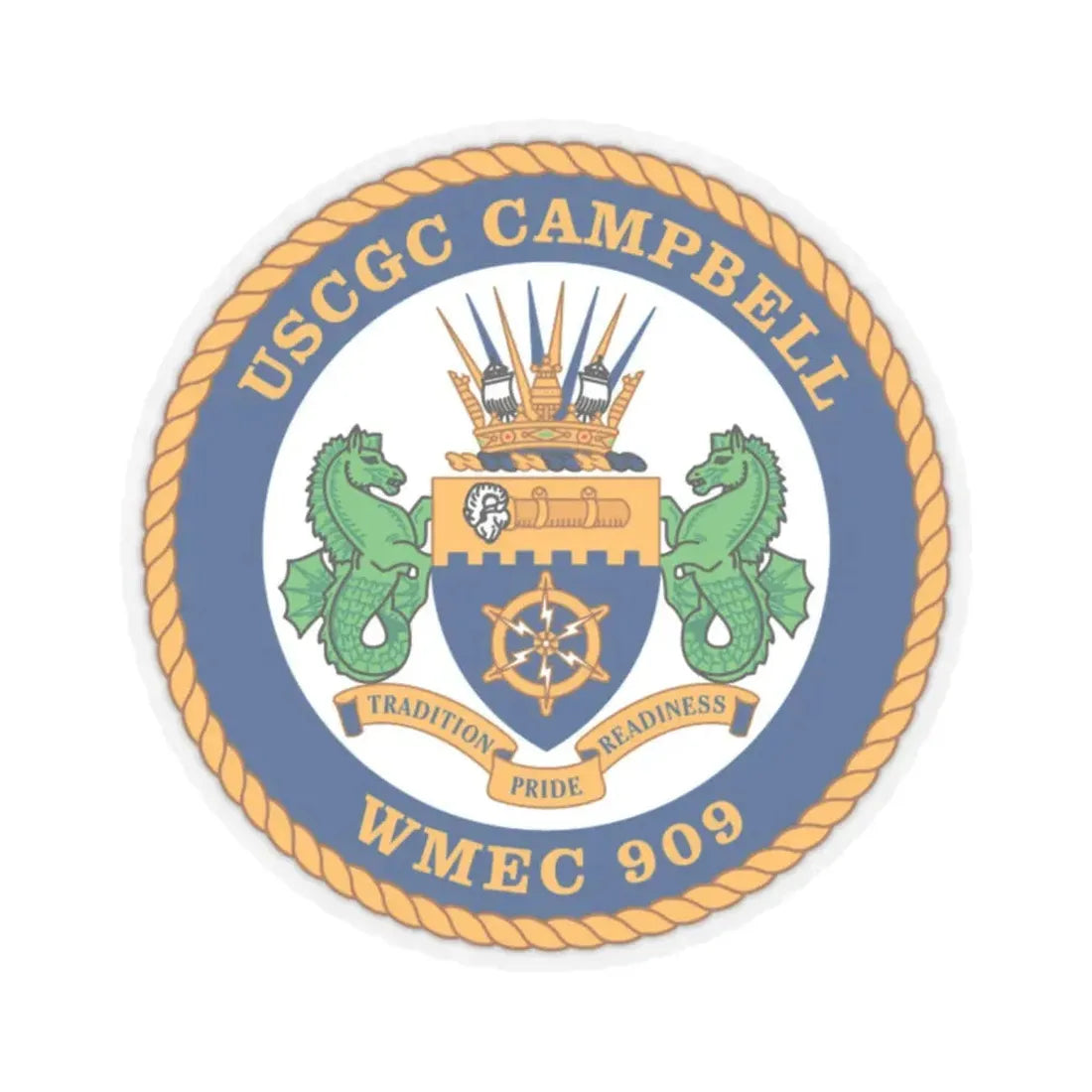 USCGC Campbell WMEC 909 (U.S. Coast Guard) STICKER Vinyl Kiss-Cut Decal 2 Inch Transparent - The Sticker Space