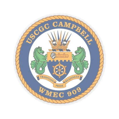 USCGC Campbell WMEC 909 (U.S. Coast Guard) STICKER Vinyl Kiss-Cut Decal 2 Inch Transparent - The Sticker Space