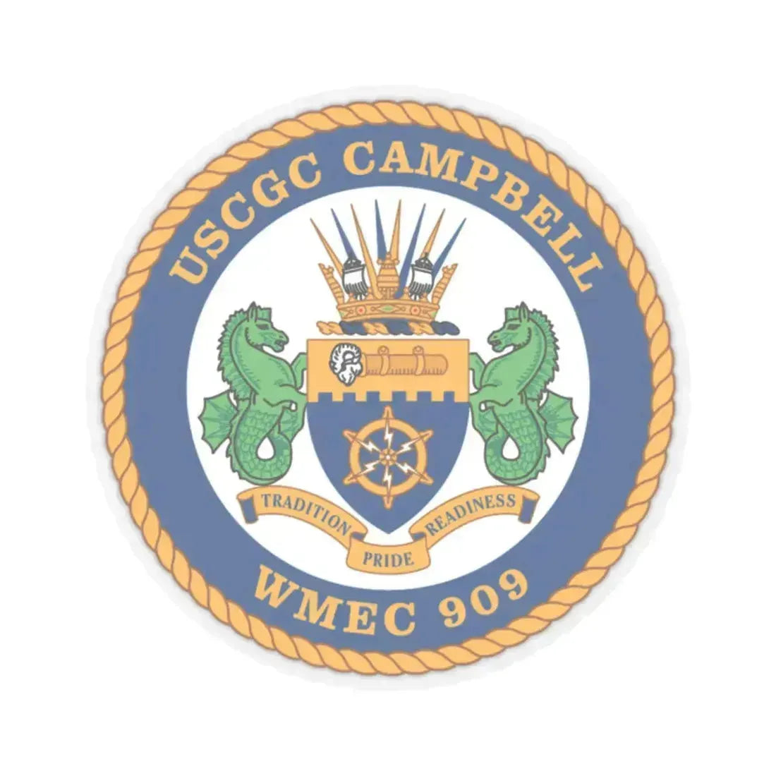 USCGC Campbell WMEC 909 (U.S. Coast Guard) STICKER Vinyl Kiss-Cut Decal 2 Inch Transparent - The Sticker Space