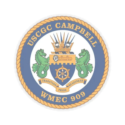 USCGC Campbell WMEC 909 (U.S. Coast Guard) STICKER Vinyl Kiss-Cut Decal 2 Inch Transparent - The Sticker Space