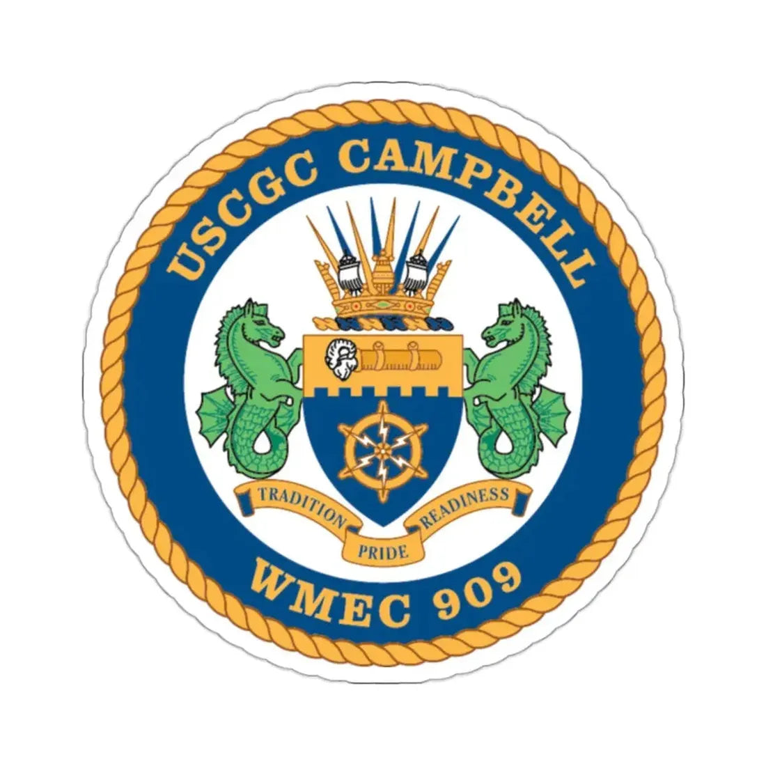 USCGC Campbell WMEC 909 (U.S. Coast Guard) STICKER Vinyl Kiss-Cut Decal 2 Inch White - The Sticker Space
