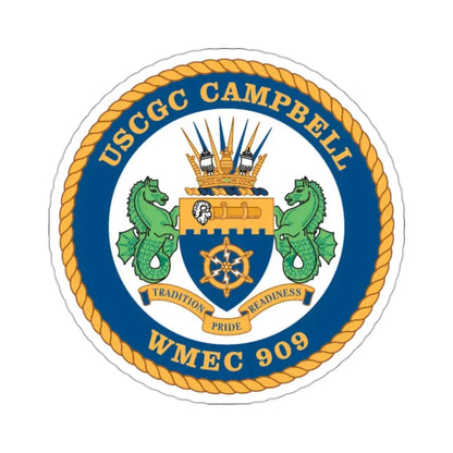 USCGC Campbell WMEC 909 (U.S. Coast Guard) STICKER Vinyl Kiss-Cut Decal 2 Inch White - The Sticker Space
