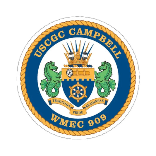 USCGC Campbell WMEC 909 (U.S. Coast Guard) STICKER Vinyl Kiss-Cut Decal 2 Inch White - The Sticker Space