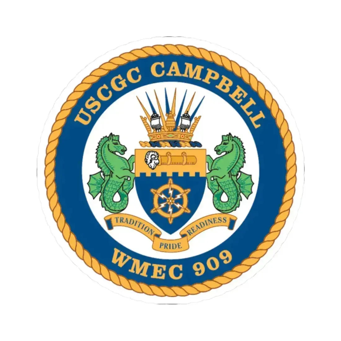 USCGC Campbell WMEC 909 (U.S. Coast Guard) STICKER Vinyl Kiss-Cut Decal 2 Inch White - The Sticker Space