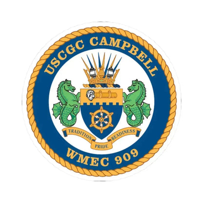 USCGC Campbell WMEC 909 (U.S. Coast Guard) STICKER Vinyl Kiss-Cut Decal 2 Inch White - The Sticker Space