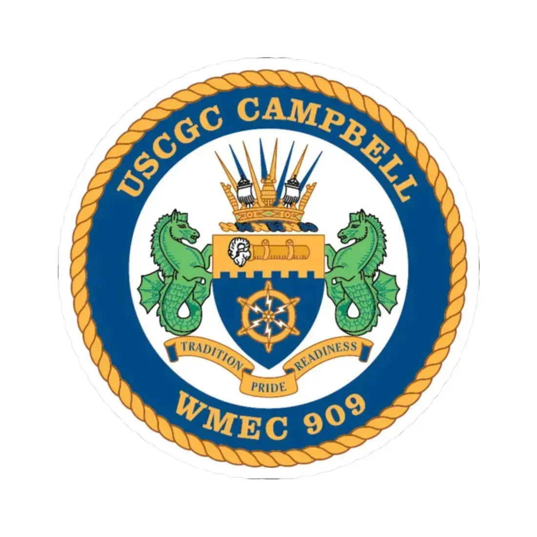 USCGC Campbell WMEC 909 (U.S. Coast Guard) STICKER Vinyl Kiss-Cut Decal 2 Inch White - The Sticker Space