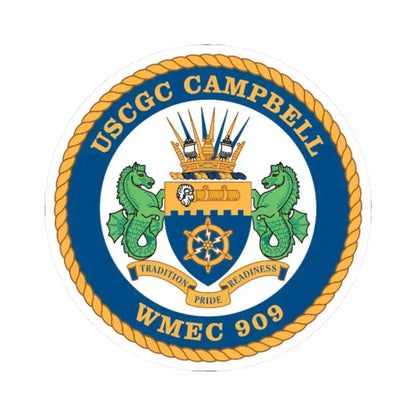 USCGC Campbell WMEC 909 (U.S. Coast Guard) STICKER Vinyl Kiss-Cut Decal 2 Inch White - The Sticker Space