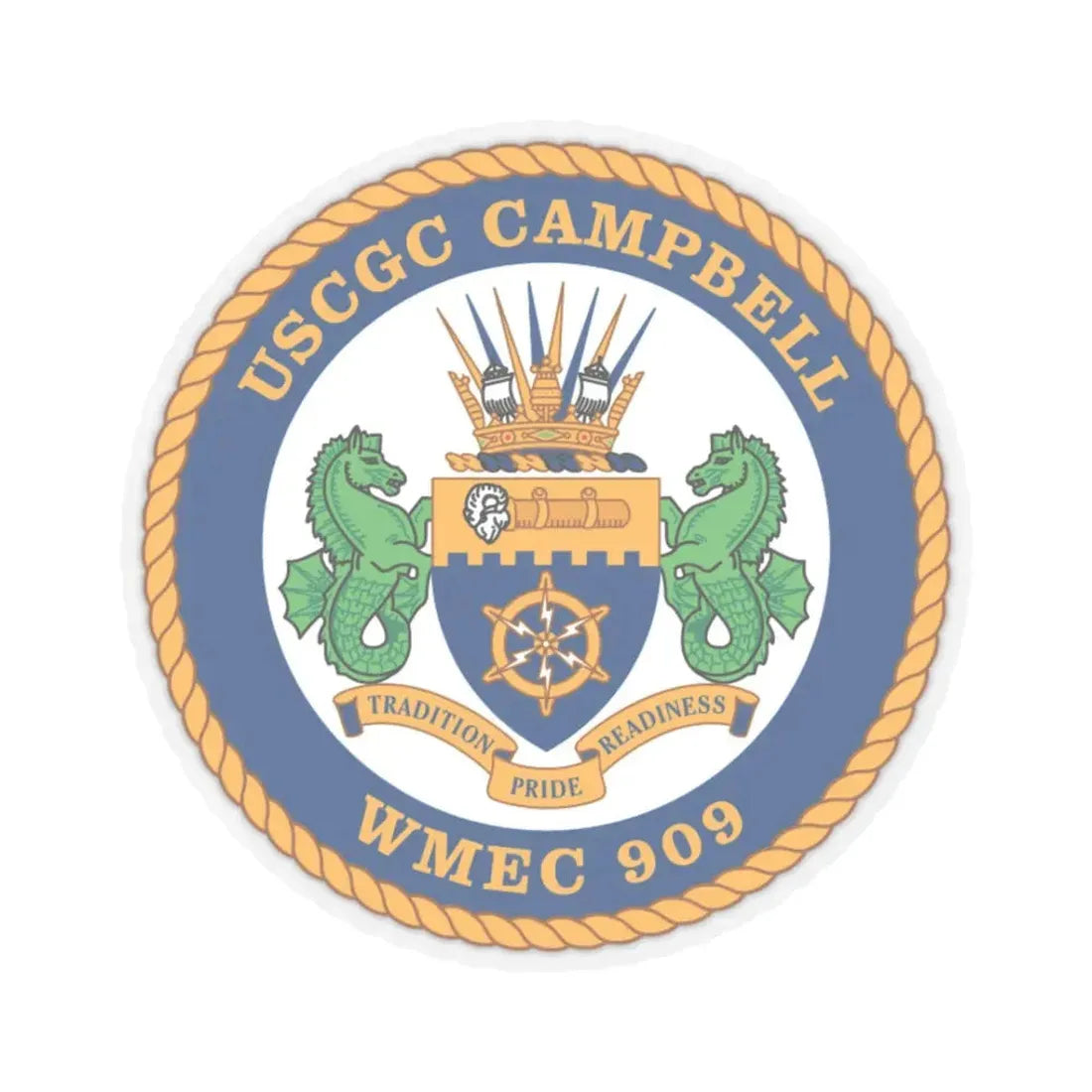 USCGC Campbell WMEC 909 (U.S. Coast Guard) STICKER Vinyl Kiss-Cut Decal 3 Inch Transparent - The Sticker Space