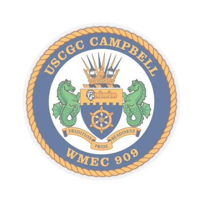 USCGC Campbell WMEC 909 (U.S. Coast Guard) STICKER Vinyl Kiss-Cut Decal 3 Inch Transparent - The Sticker Space