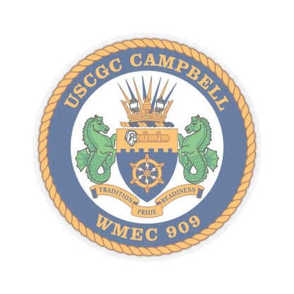 USCGC Campbell WMEC 909 (U.S. Coast Guard) STICKER Vinyl Kiss-Cut Decal 3 Inch Transparent - The Sticker Space