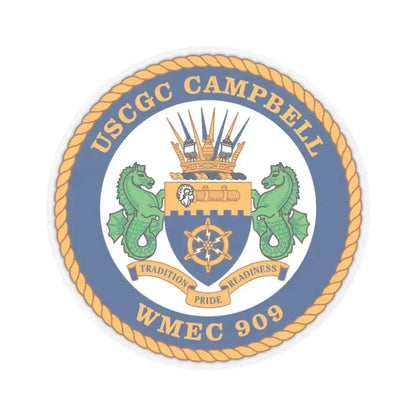 USCGC Campbell WMEC 909 (U.S. Coast Guard) STICKER Vinyl Kiss-Cut Decal 3 Inch Transparent - The Sticker Space