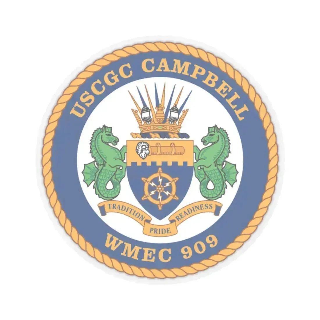 USCGC Campbell WMEC 909 (U.S. Coast Guard) STICKER Vinyl Kiss-Cut Decal 3 Inch Transparent - The Sticker Space