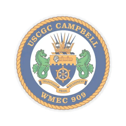 USCGC Campbell WMEC 909 (U.S. Coast Guard) STICKER Vinyl Kiss-Cut Decal 3 Inch Transparent - The Sticker Space