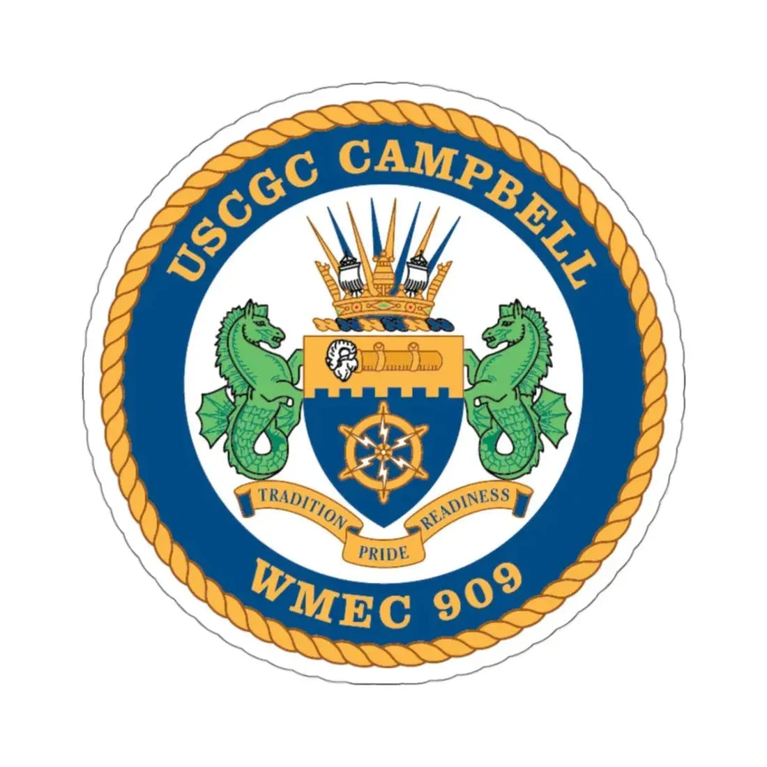 USCGC Campbell WMEC 909 (U.S. Coast Guard) STICKER Vinyl Kiss-Cut Decal 3 Inch White - The Sticker Space