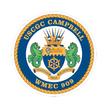 USCGC Campbell WMEC 909 (U.S. Coast Guard) STICKER Vinyl Kiss-Cut Decal 3 Inch White - The Sticker Space