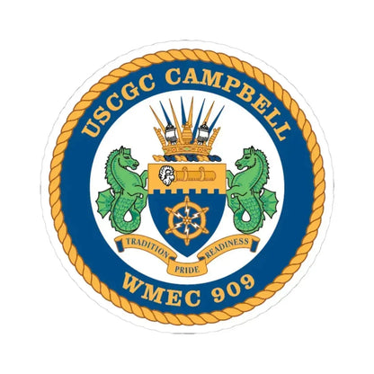 USCGC Campbell WMEC 909 (U.S. Coast Guard) STICKER Vinyl Kiss-Cut Decal 4 Inch White - The Sticker Space