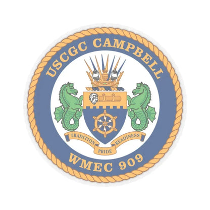 USCGC Campbell WMEC 909 (U.S. Coast Guard) STICKER Vinyl Kiss-Cut Decal 6 Inch Transparent - The Sticker Space