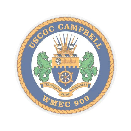 USCGC Campbell WMEC 909 (U.S. Coast Guard) STICKER Vinyl Kiss-Cut Decal 6 Inch Transparent - The Sticker Space
