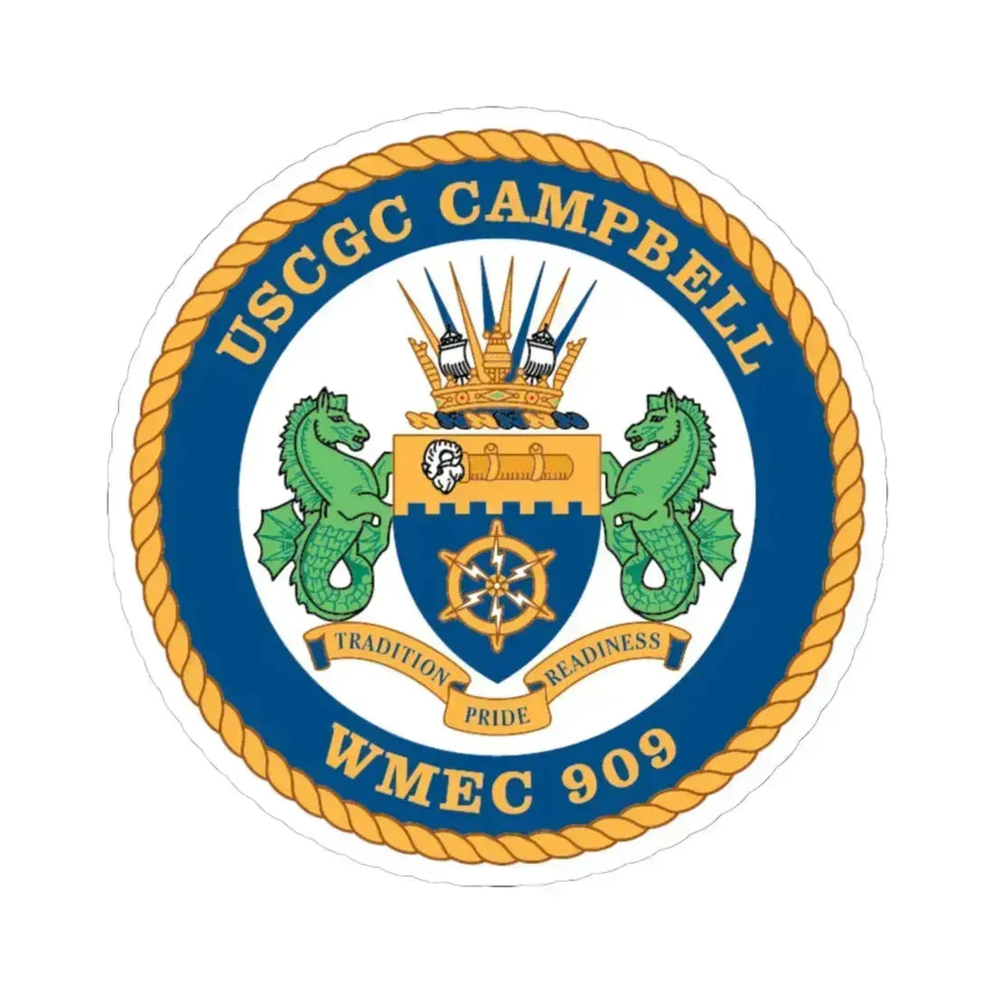 USCGC Campbell WMEC 909 (U.S. Coast Guard) STICKER Vinyl Kiss-Cut Decal 6 Inch White - The Sticker Space