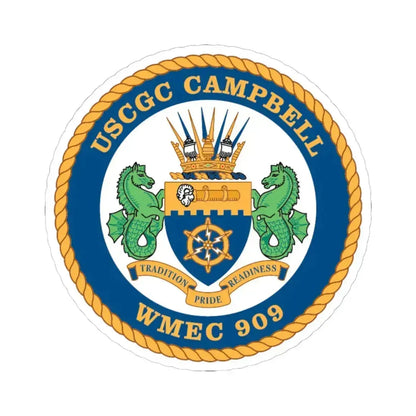 USCGC Campbell WMEC 909 (U.S. Coast Guard) STICKER Vinyl Kiss-Cut Decal 6 Inch White - The Sticker Space