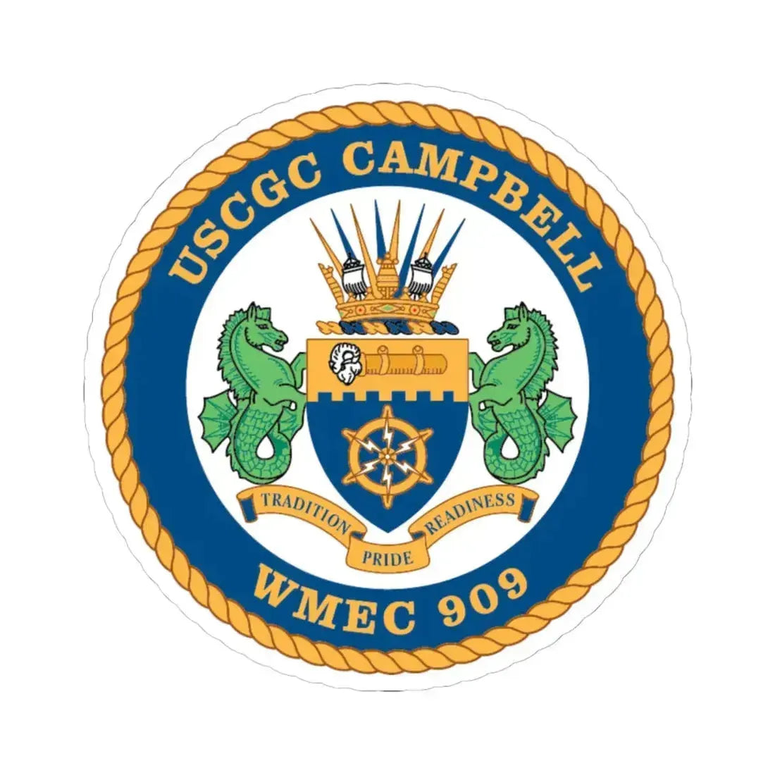 USCGC Campbell WMEC 909 (U.S. Coast Guard) STICKER Vinyl Kiss-Cut Decal 6 Inch White - The Sticker Space