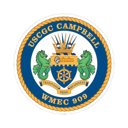 USCGC Campbell WMEC 909 (U.S. Coast Guard) STICKER Vinyl Kiss-Cut Decal 6 Inch White - The Sticker Space