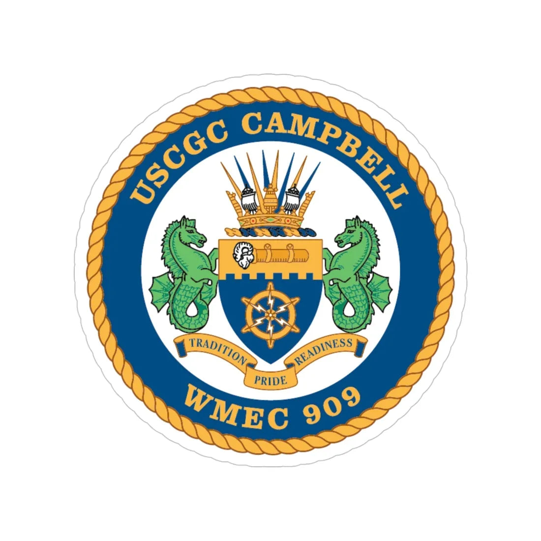 USCGC Campbell WMEC 909 (U.S. Coast Guard) Transparent STICKER Die-Cut Vinyl Decal 4 Inch - The Sticker Space