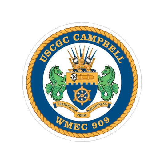 USCGC Campbell WMEC 909 (U.S. Coast Guard) Transparent STICKER Die-Cut Vinyl Decal 6 Inch - The Sticker Space