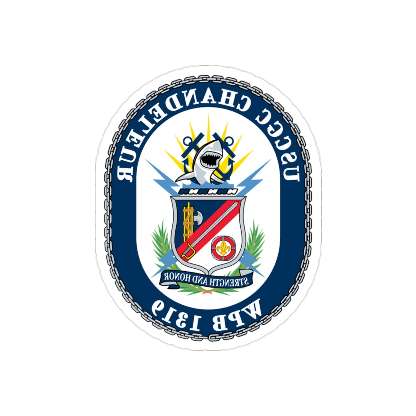 USCGC Chandeleur WPB 1319 (U.S. Coast Guard) REVERSE PRINT Transparent STICKER-2" × 2"-The Sticker Space