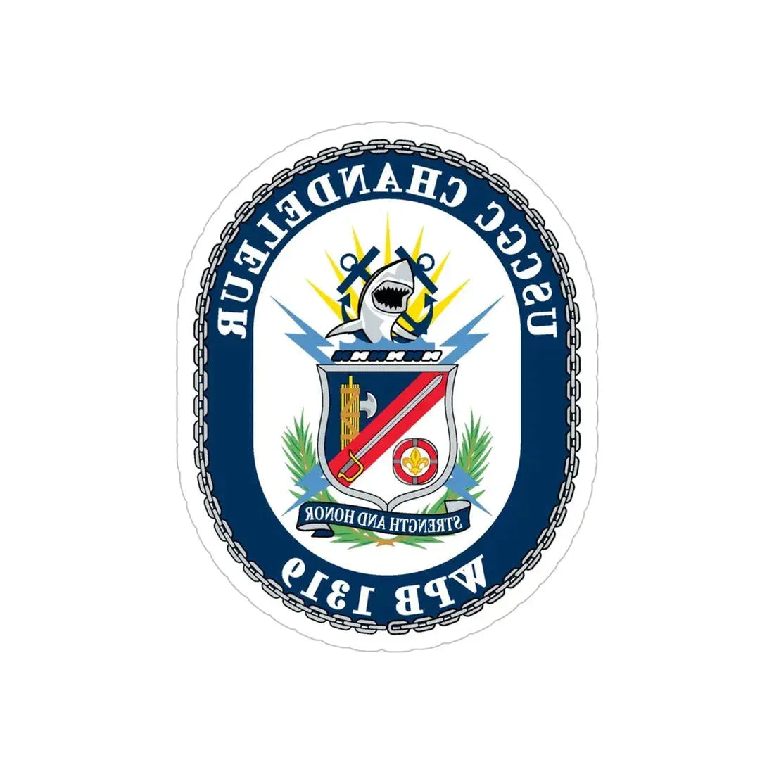 USCGC Chandeleur WPB 1319 (U.S. Coast Guard) REVERSE PRINT Transparent Die-Cut STICKER 6 Inch Die-Cut Transparent - The Sticker Space