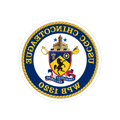 USCGC Chincoteague WPB 1320 (U.S. Coast Guard) REVERSE PRINT Transparent STICKER-2" × 2"-The Sticker Space