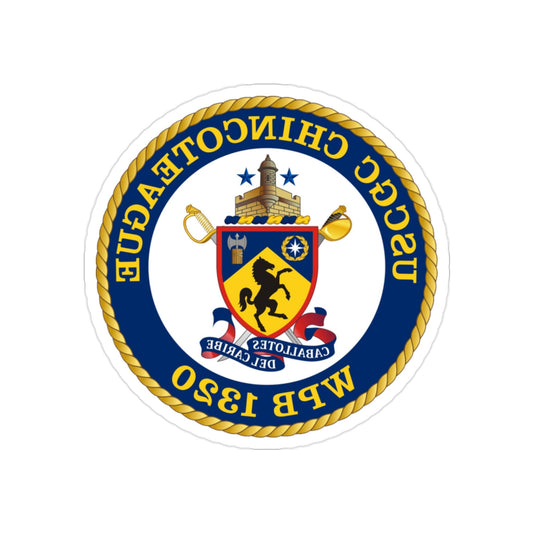 USCGC Chincoteague WPB 1320 (U.S. Coast Guard) REVERSE PRINT Transparent STICKER-2" × 2"-The Sticker Space