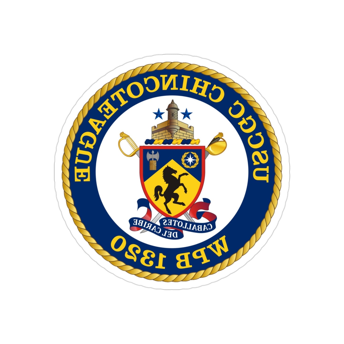 USCGC Chincoteague WPB 1320 (U.S. Coast Guard) REVERSE PRINT Transparent STICKER-3" × 3"-The Sticker Space